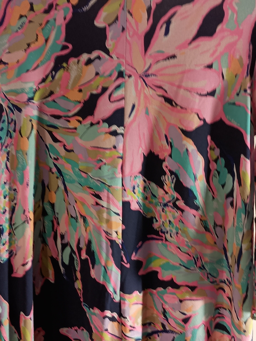 Lilly Pulitzer Vibrant Floral Navy Maxi Dress with Pink & Teal Accents - Picture 6 of 10